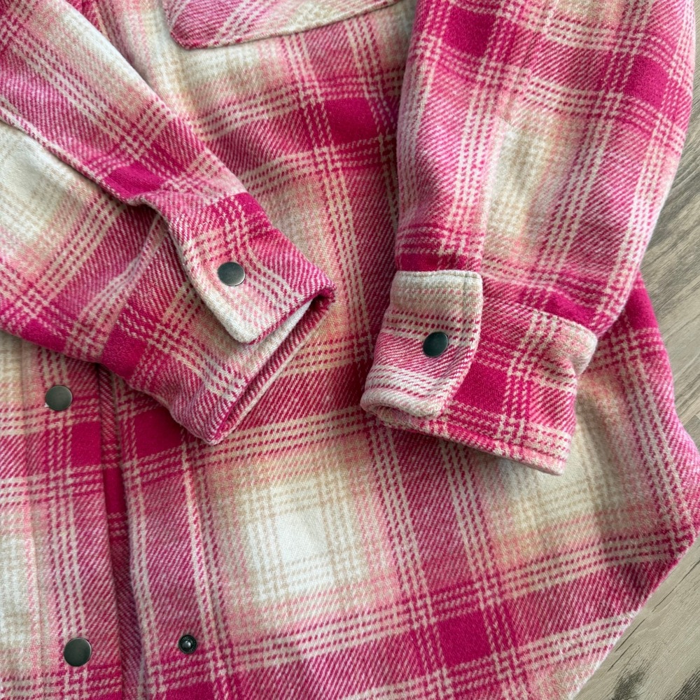 NWT Fornia Los Angeles Pink Tartan Plaid Shacket Shirt Jacket Women's Medium‎ - Picture 8 of 8